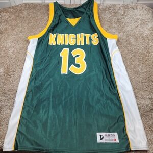 DeLONG Knights 13 Basketball Jersey Mens Large Green White Yellow Nylon USA